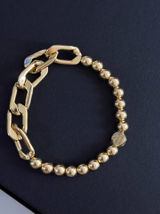 Marlyn Schiff Jewelry - MARLYN SCHIFF - Metal Bead & Link Chain Bracelet Gold Tone Jewelry